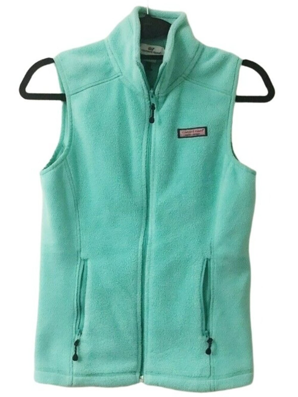 Vineyard Vines Fleece Aqua Blue Full Zip Vest Size 2XSmall Pockets